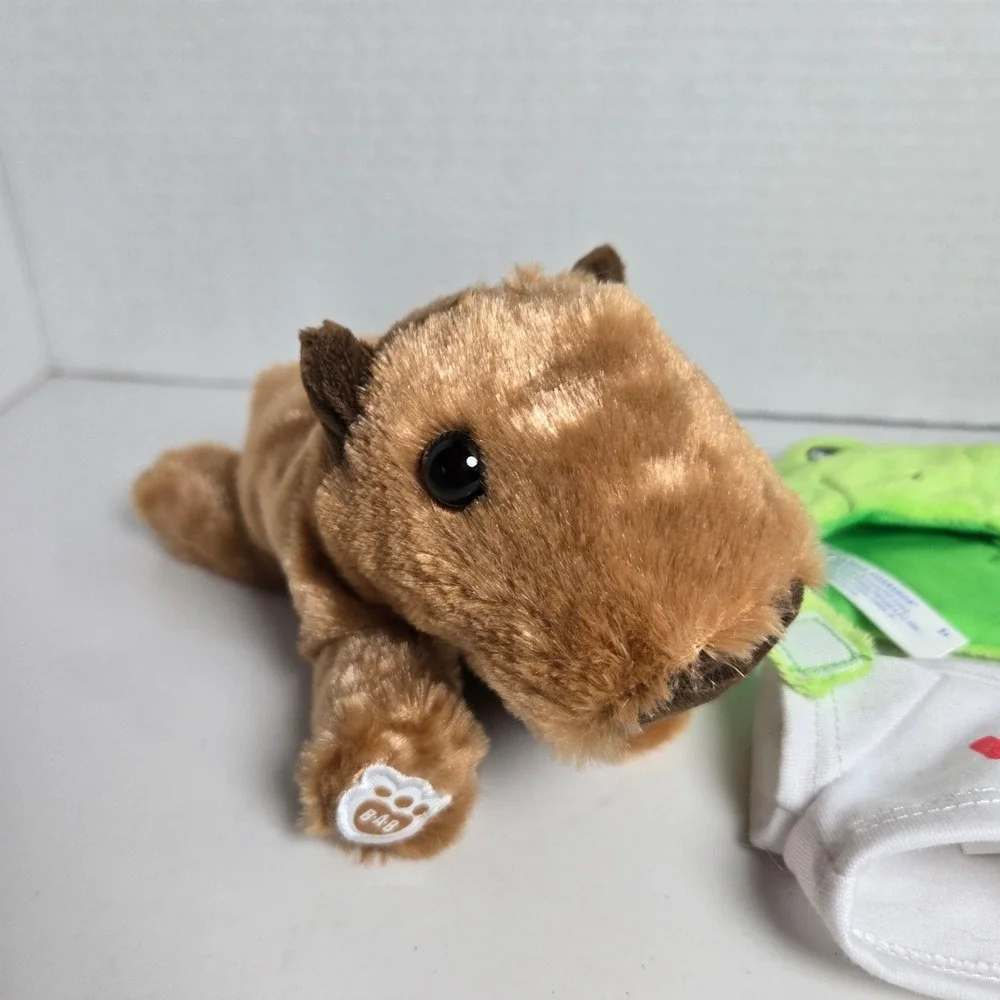 Build A Bear Walmart Capybara Plush Stuffed Animal Mini Bean With Frog Hat Shirt